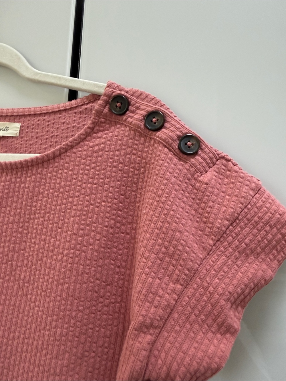Madewell Short Sleeve Waffle Knit Top in Rose - Picture 3 of 7